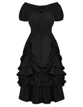 Scarlet Darkness Steampunk Dress Women Medieval Renaissance Dress A Line Pirate Maxi Dresses Black XXL
