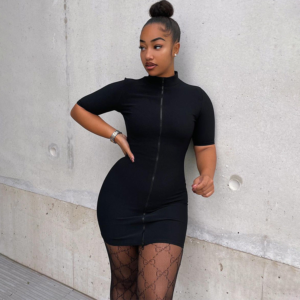 XM1107 Women's Fashionable Sexy Zipper Dress