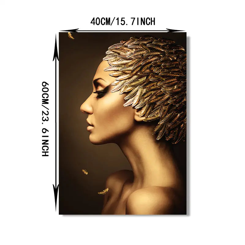 Gold Woman Oil Painting Canvas Art Print (23.6x15.7 in)