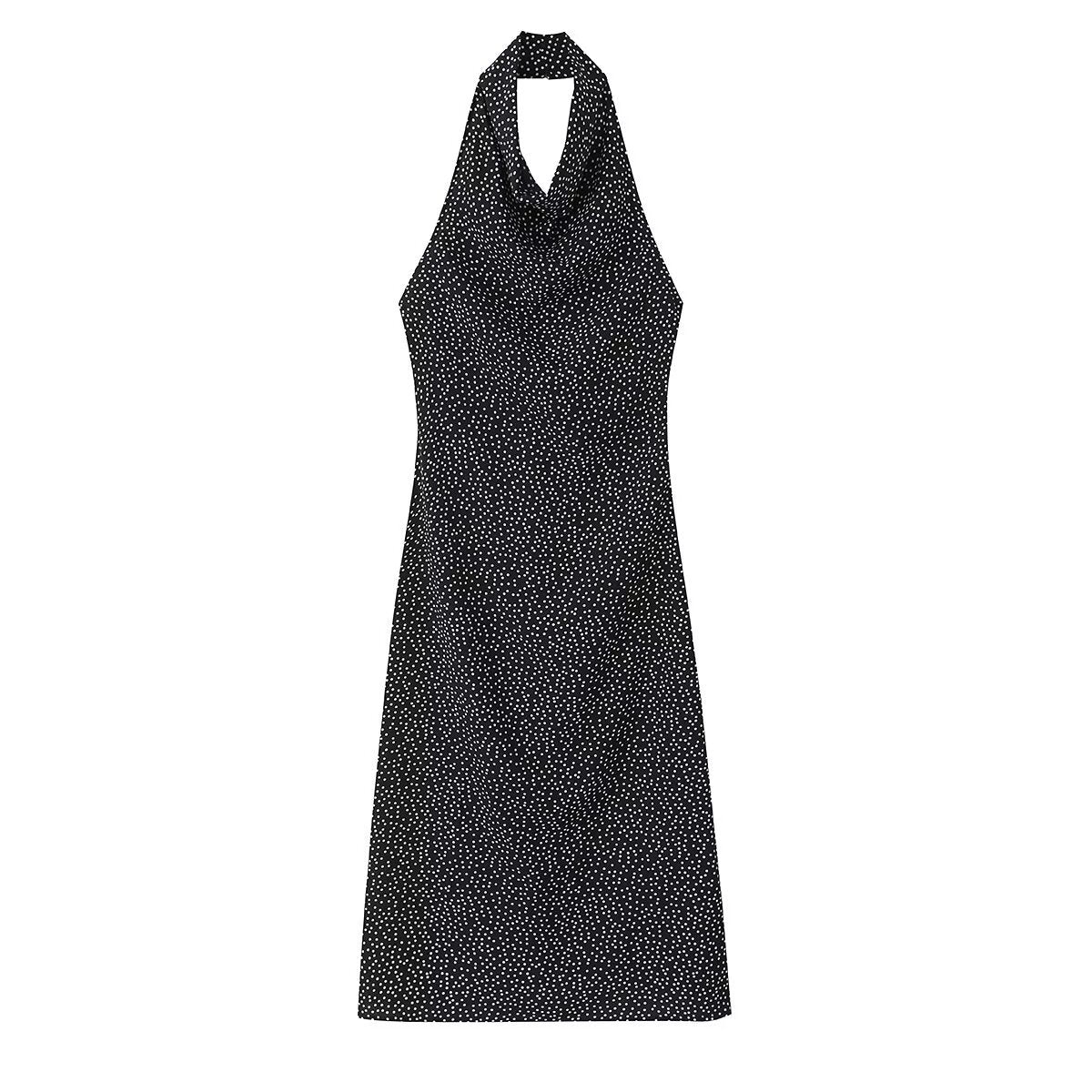 Thin polka dot halter neck dress