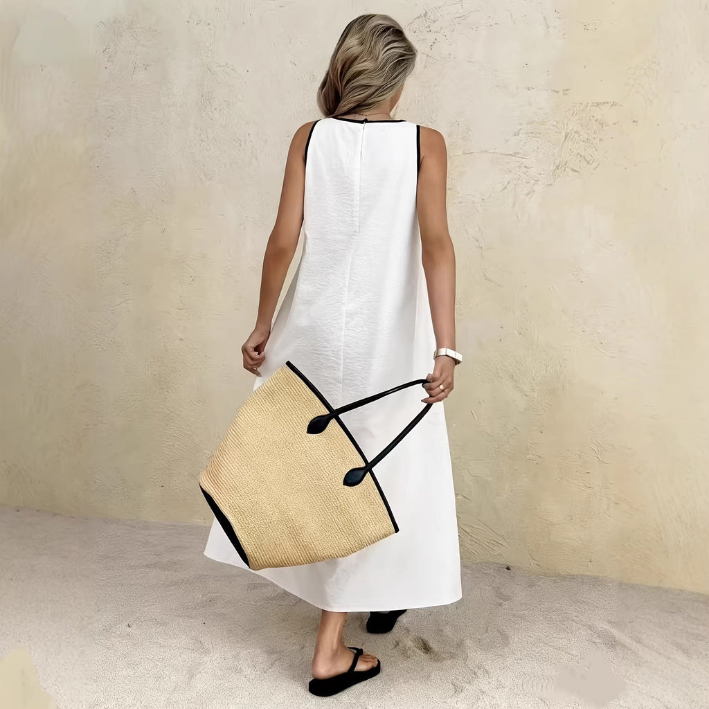 New popular solid color summer new vest long dress