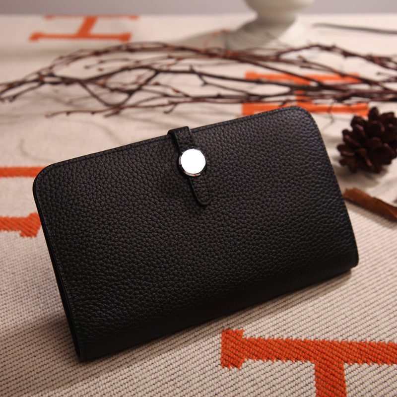 Platinum Purse with Cowhide Lychee Pattern Wallet