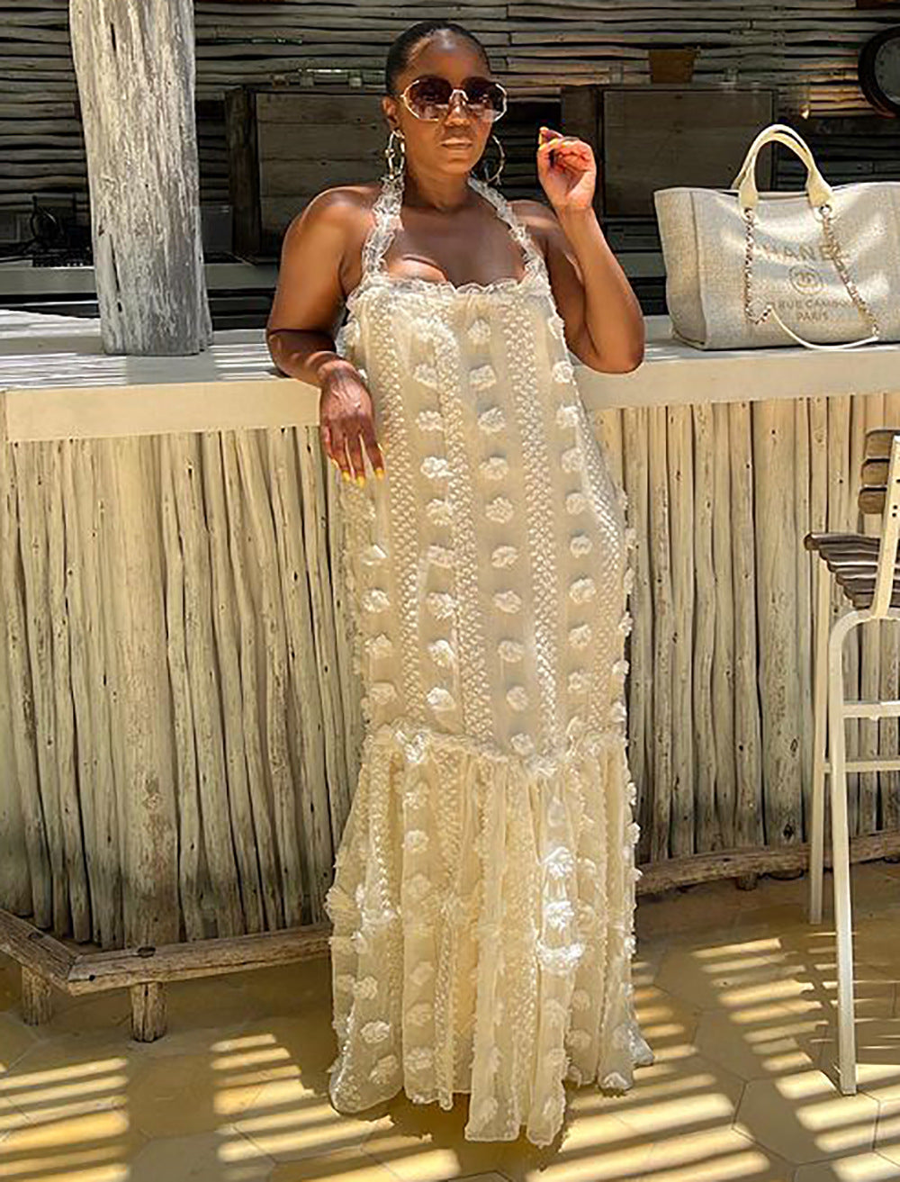 Fashion Sexy Little Dress Women's Floral Floor-Length Strapless Cake Dress