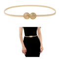 E-Clover Belts for Women Gold Waist Skinny Stretch Belt for Dresses Metal Waistband Round