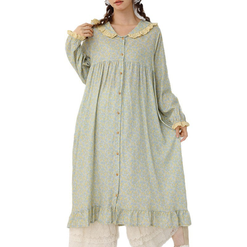 Loose single breasted long sleeved dress