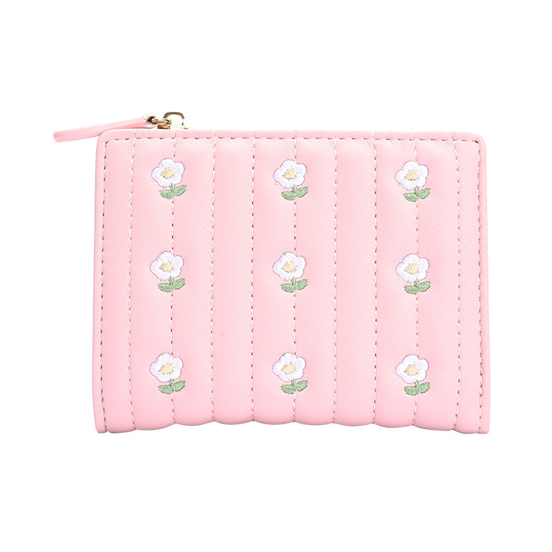 Fashionable Embroidered Women's Short Coin Purse