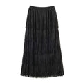 Street handmade tassel elastic waist skirt
