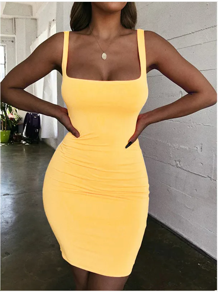 Sexy Solid Color Bodycon Vest Dress