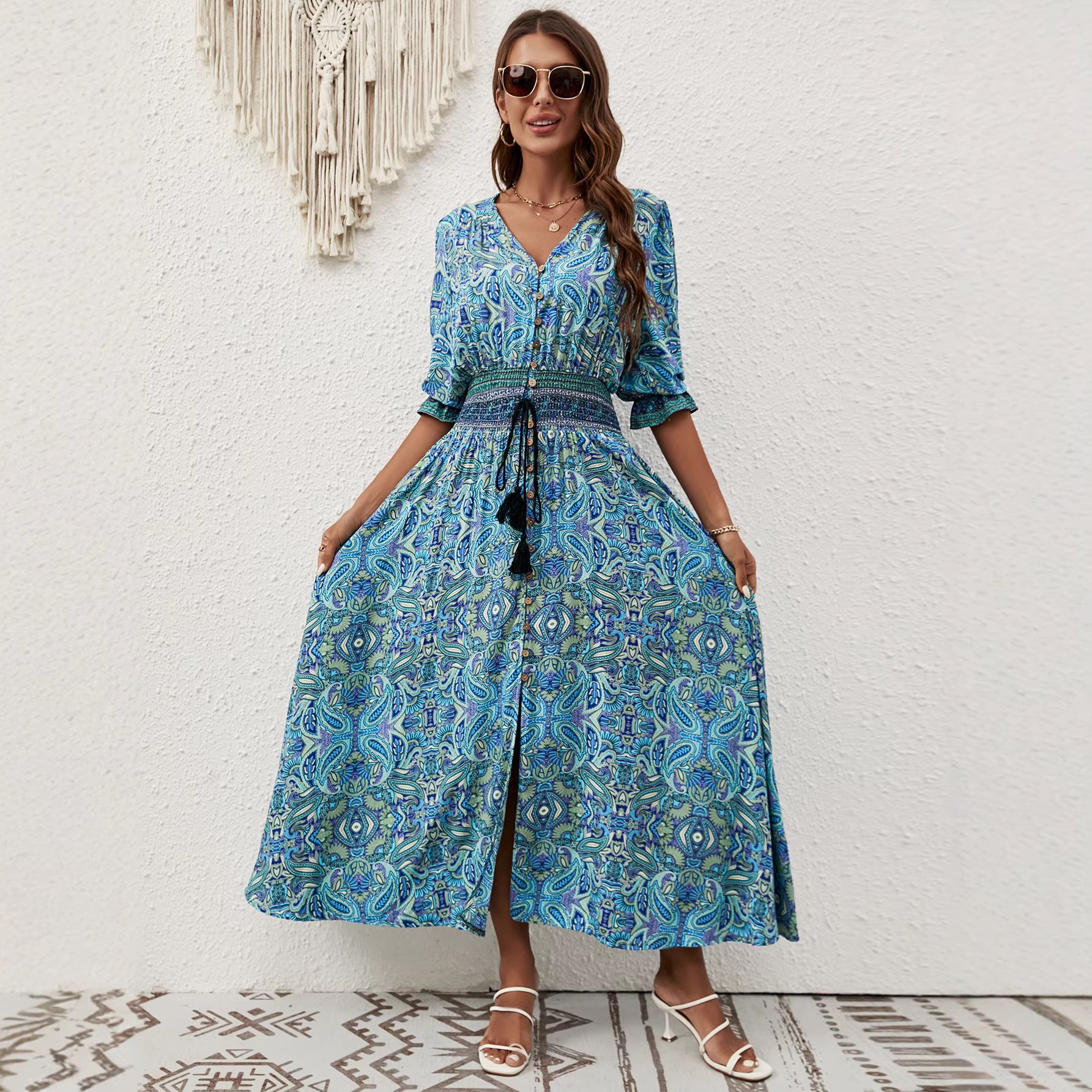 V-neck loose dress