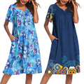 Ekouaer 2 Pack House Dresses for Women with Pockets Short Sleeve Moo Moos Floral Print Mumu Dresses