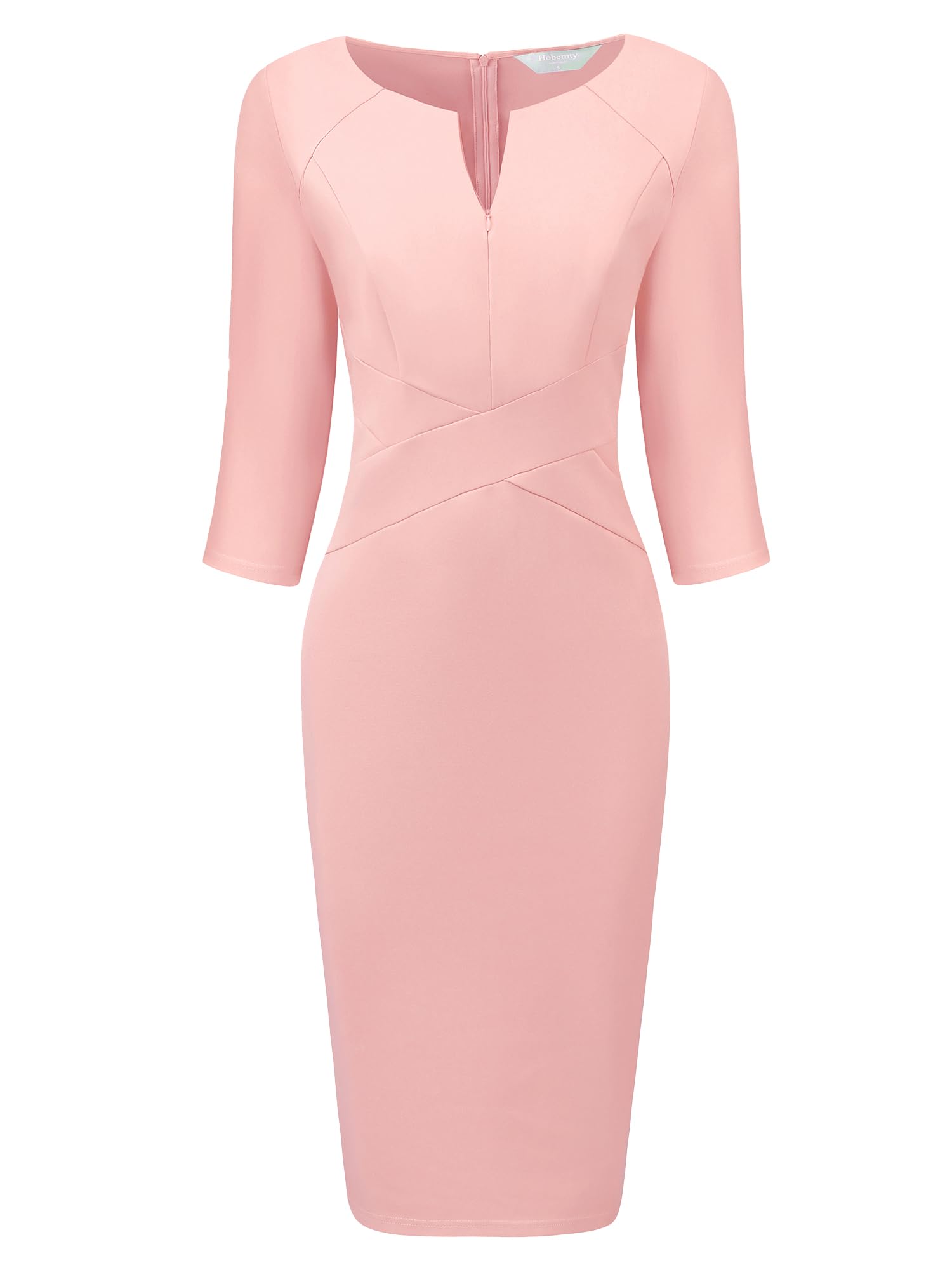 Hobemty Womens Funeral Sheath Dress Knee Length Work Pencil Dresses Large Pink