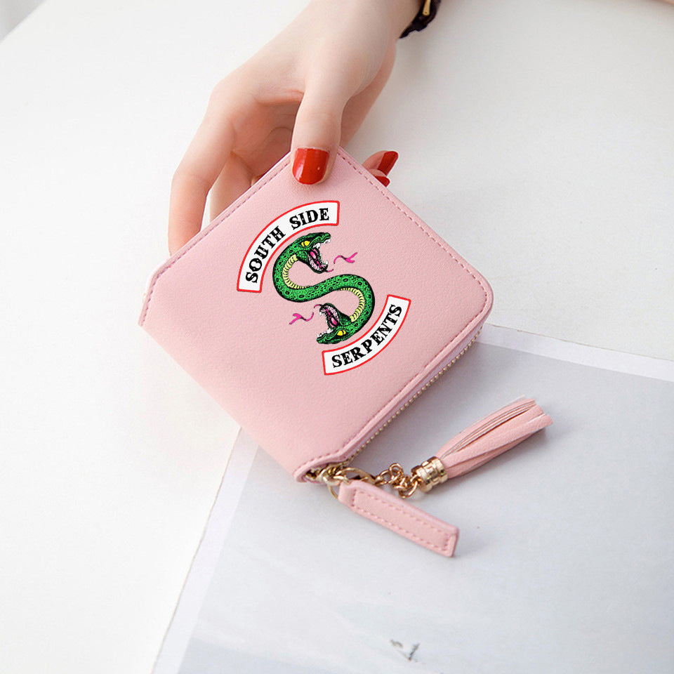 Fringe Mini Wallet, Square Zipper Purse