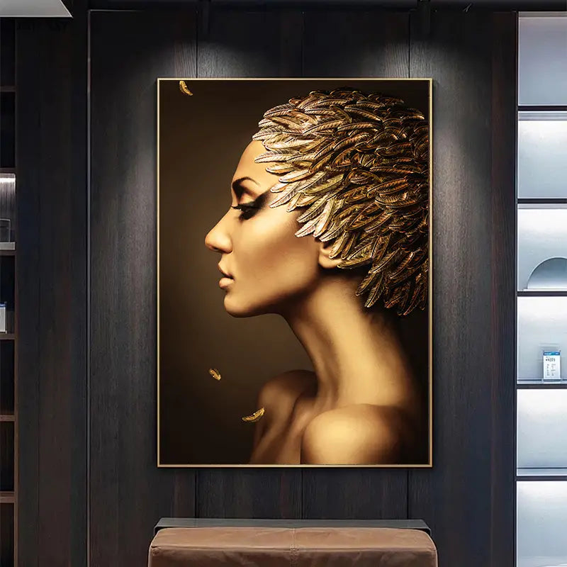 Gold Woman Oil Painting Canvas Art Print (23.6x15.7 in)