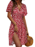 FENSACE Sundresses for Women Sexy Skater Dresses That Hide Belly Fat Summer Dress(RedX-Large)