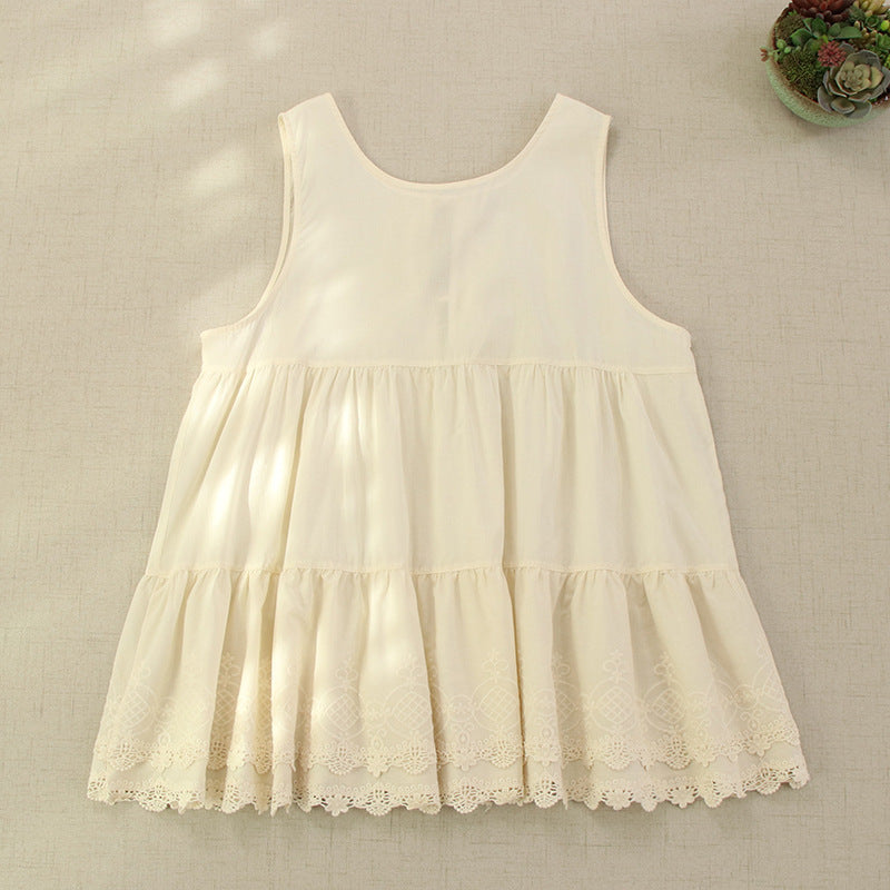 Lace sleeveless vest skirt