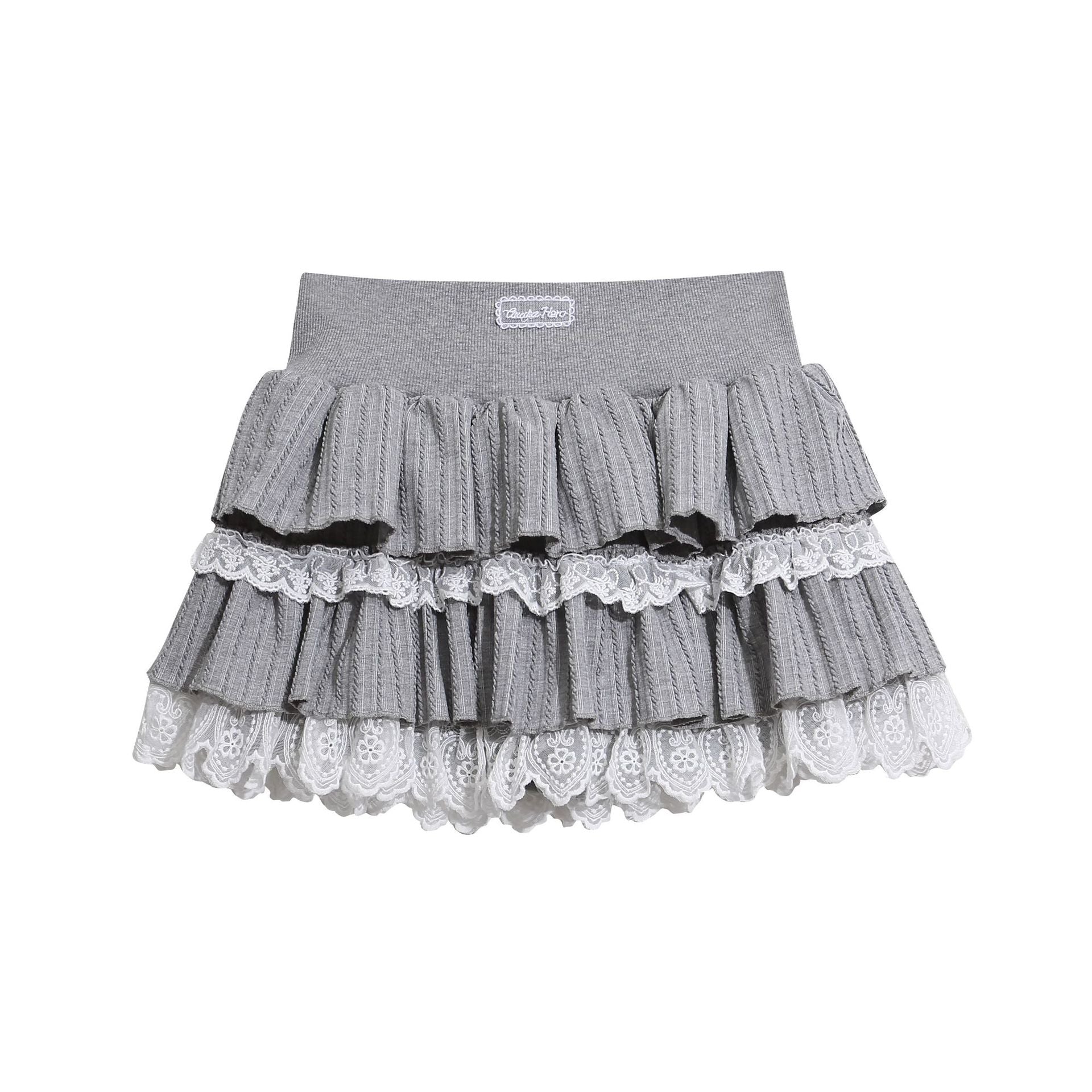 Lace Decorative Skirt, Elastic Waist Slimming Sweet Girl Chic Mini Skirt