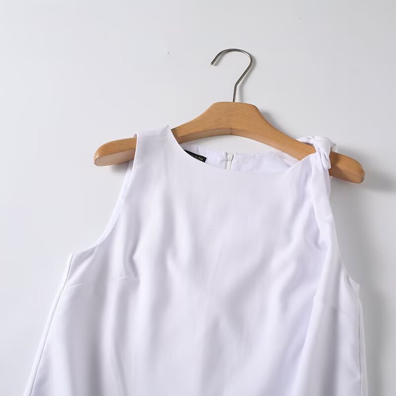 Flax sleeveless detail pleated dress