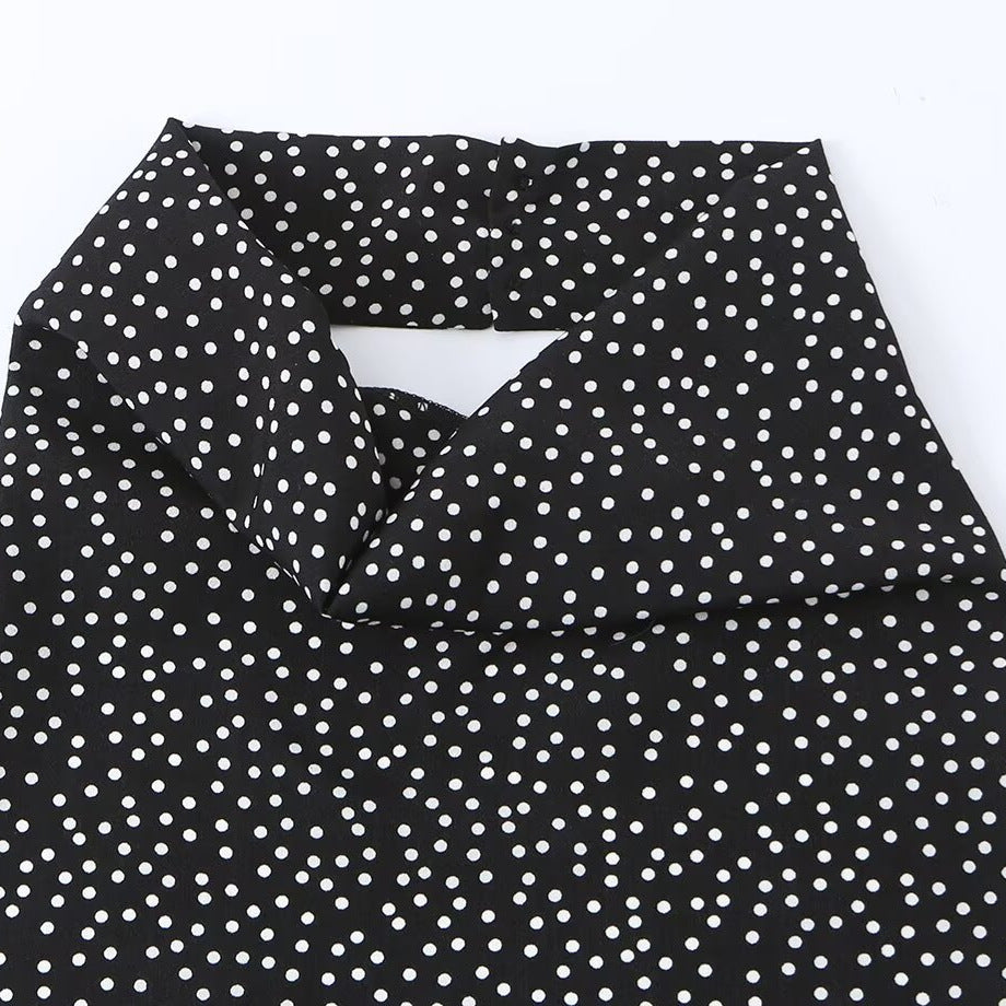 Thin polka dot halter neck dress