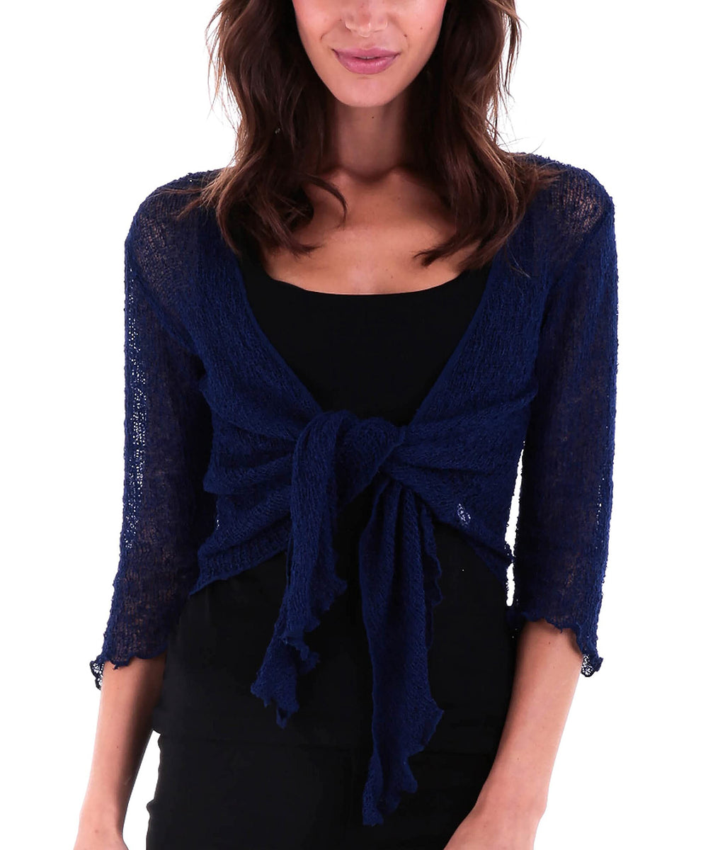 SHU-SHI Sheer Cardigans For Women Summer Knit Shrug Lightweight For Dresses Tie Top Open Front