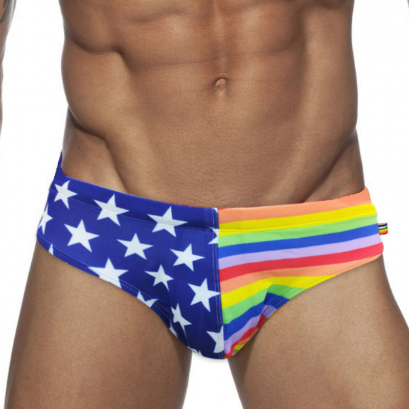 Rainbow Stars Spliced Men's Sexy Apparel