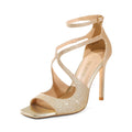 DREAM PAIRS Womens High Heels Sexy Cross Square Open Toe Strappy Dressy Sexy Stylish Stilettos Heels SandalsSize 9Gold-GlitterSDHS2407W