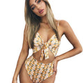 Sexy Backless Bow Print Swimsuit