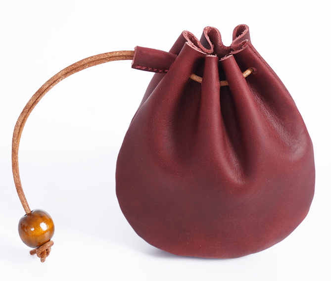 Handcrafted Crazy Horse Leather Coin Purse with Drawstring