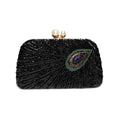 PENGZHI Women Vintage Beaded Sequin Clutch Purse Sparkly 1920s Peacock Evening Bag Luxury Wedding Bridal Purse Black