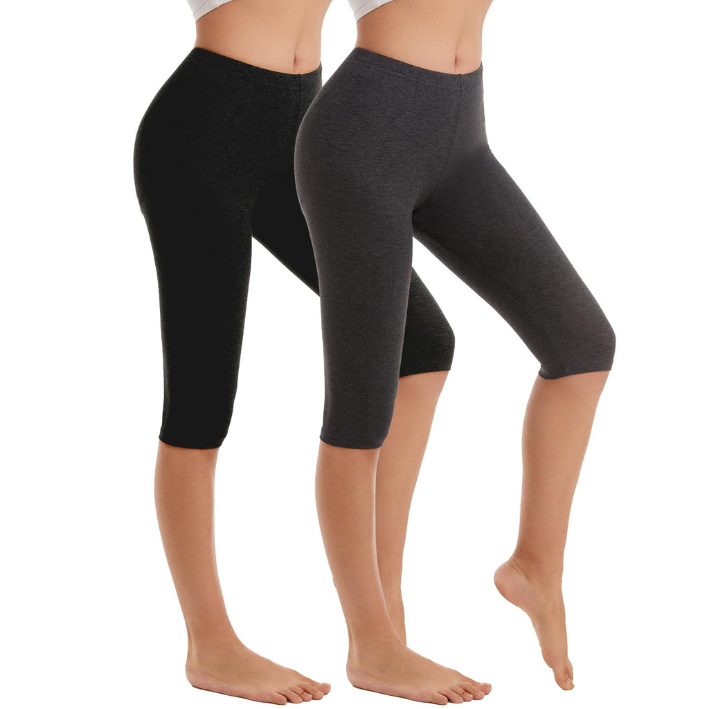 Vinconie Short Leggings Ladies Womens Knee Pants Leggings for Under Dresses Soft