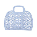 Girls Jelly Purse Women’s Plastic Tote Bag Jelly Bag Purse For Little Girls (Blue Flower)