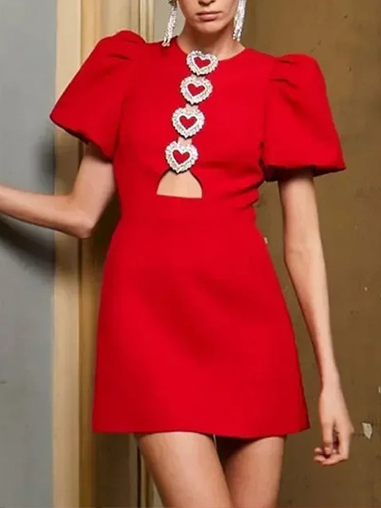 Sexy Cutout Puff Sleeve Fashion Dress