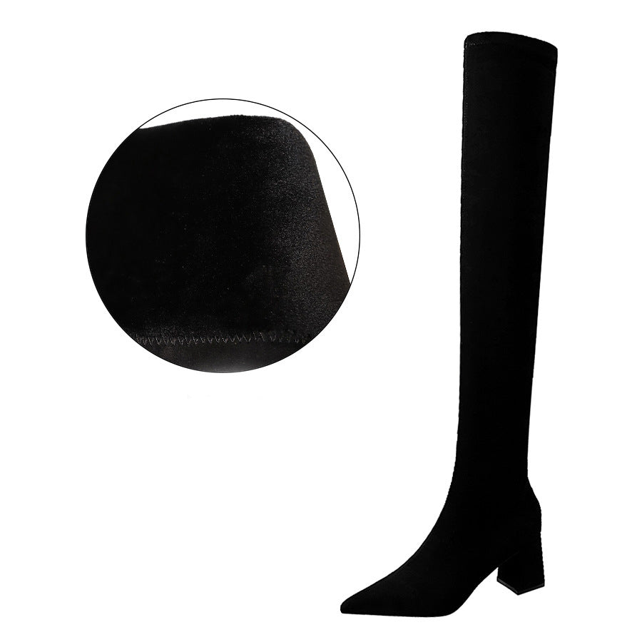 Women's Pointed Suede High Heel Sexy Boots