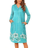 Ekouaer Womens Nightgowns Long Sleeve House Dresses Moomoo Dresses Moo Moos Mumu with Pockets Light Green M
