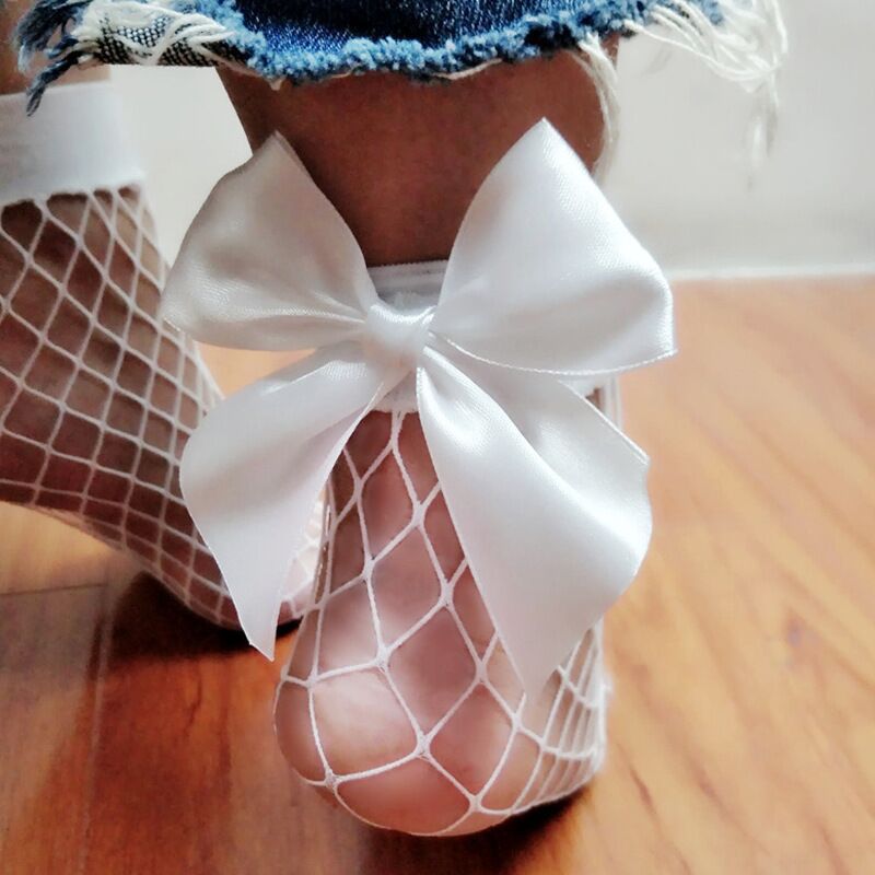 Sexy Mesh Fishnet Stockings with Oversized Bow