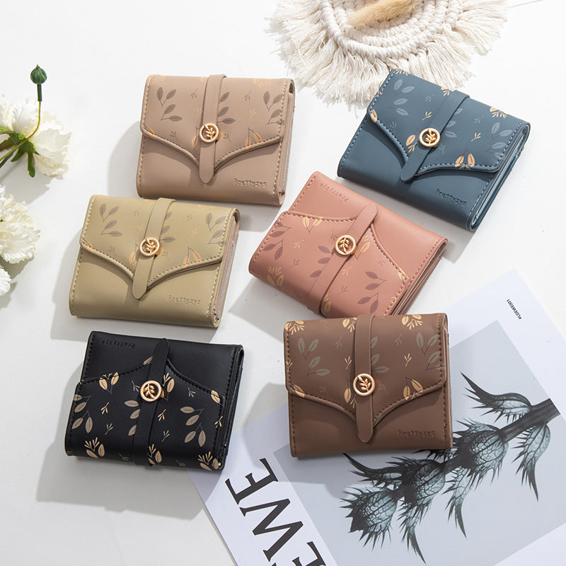 Women's Triple Fold Printed Buckle Purse