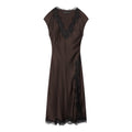 Elegant V-neck short sleeved lace patchwork dress