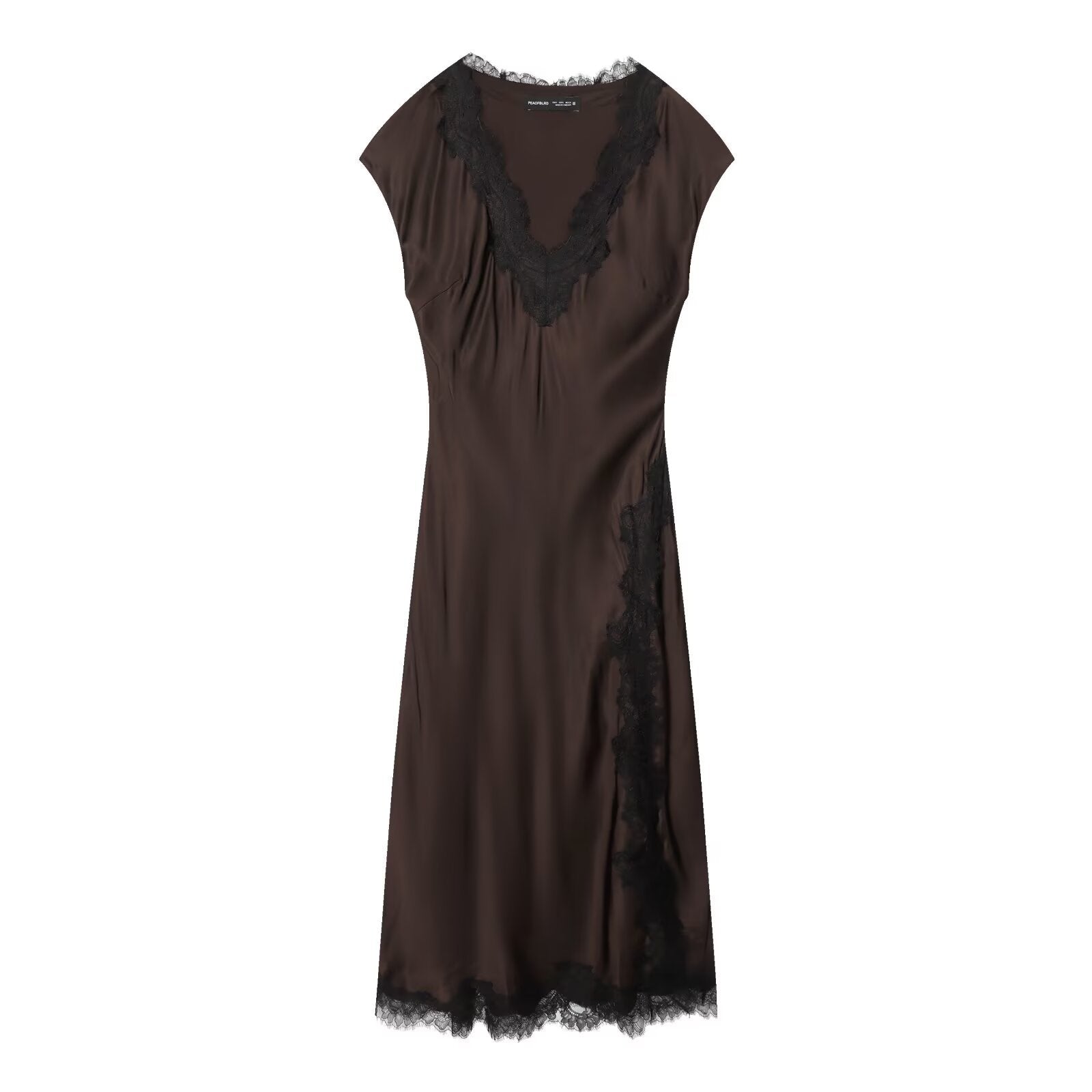 Elegant V-neck short sleeved lace patchwork dress