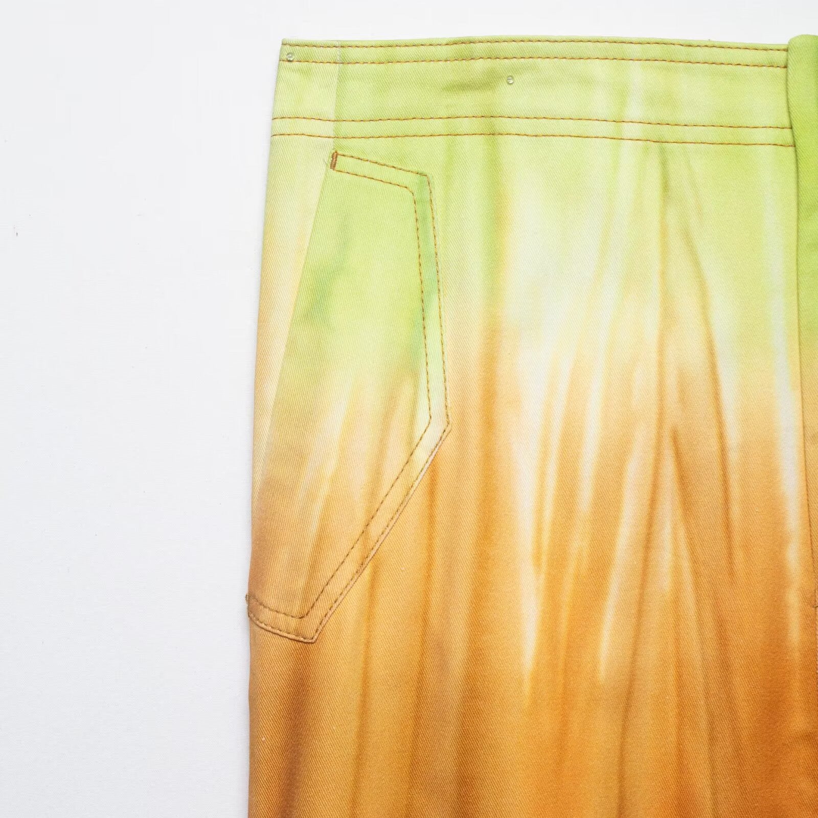 Commuting mid waist contrasting striped midi skirt