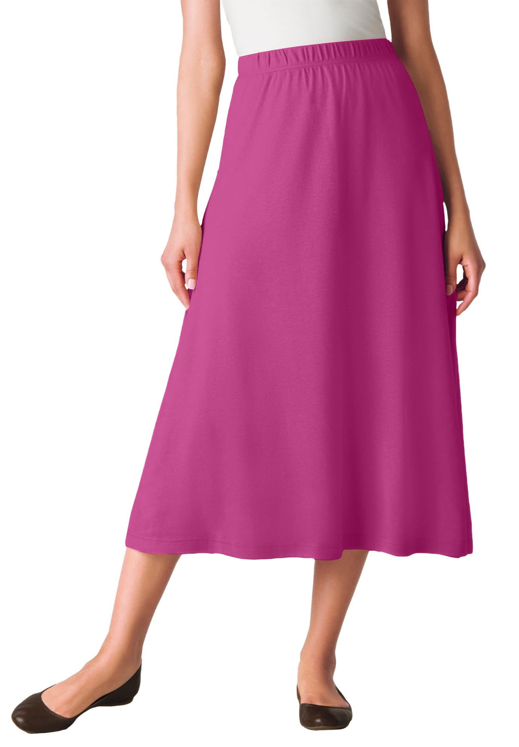 Woman Within Womens Plus Size Petite 7-Day Knit A-Line Skirt - 3XP Raspberry