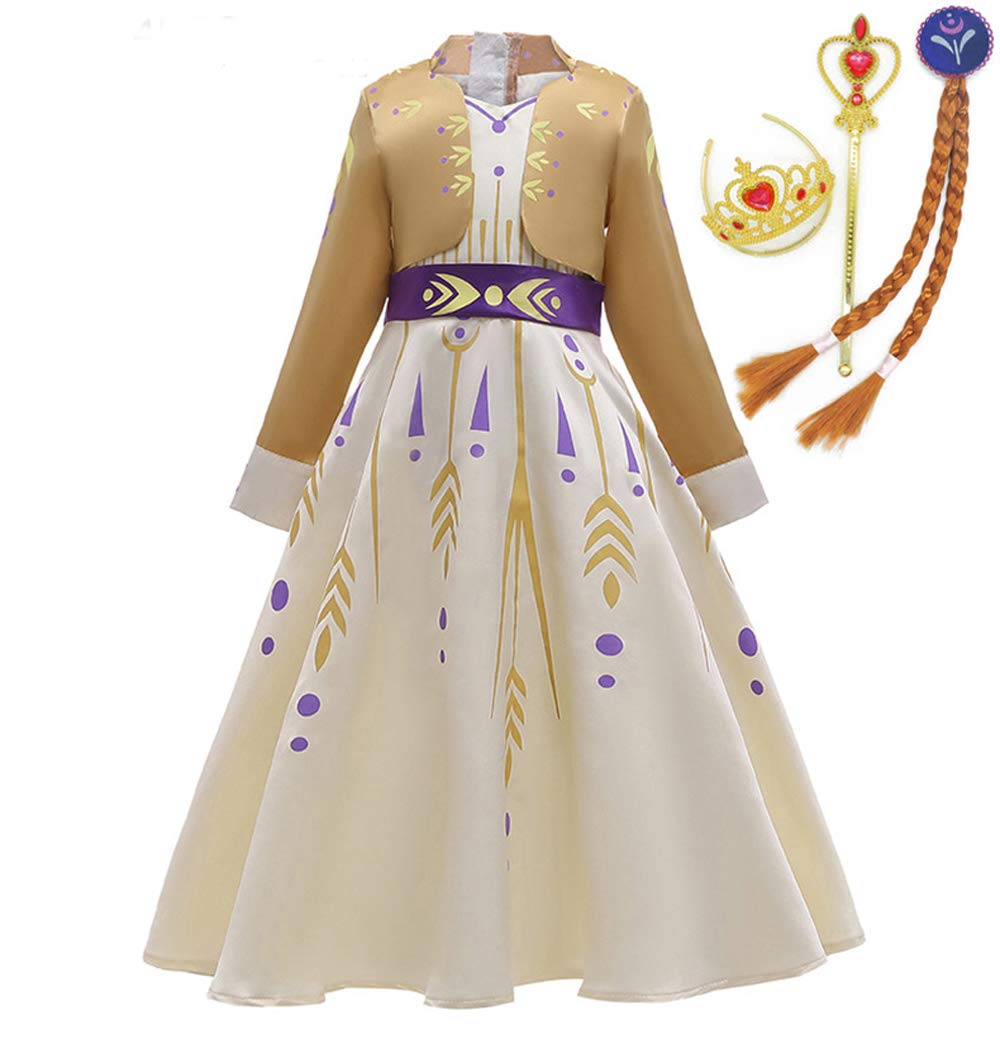 LZH Little Girls Dress Princess Fancy Dresses Outfits Pants Long Sleeve Dress up+Accessories Champagne