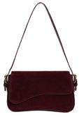 Womens Shoulder Bag Suede Handbag Underarm Purse Tote Bag Brown Suede Purse Y2K Crossbody Bag with 2 Removable Straps