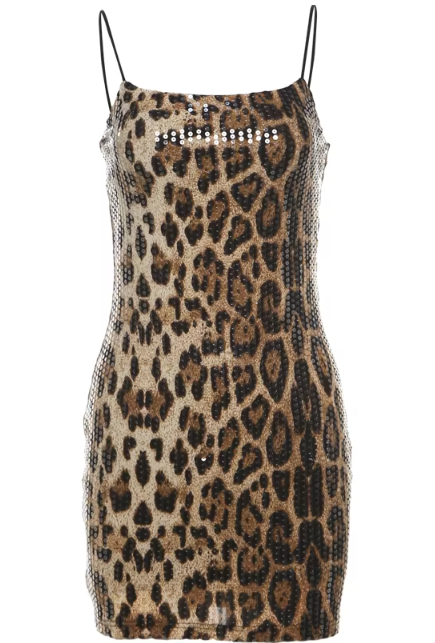Leopard Print Sexy Sequins Women Dress