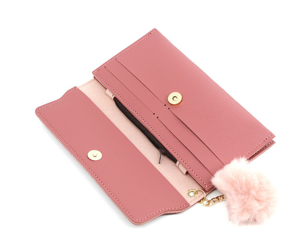 Ladies Long Hair Ball Bow Fashion Purse