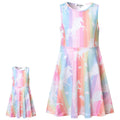 America Doll & Girl Matching Dresses Unicorn Clothes Outfits Sleeveless Rainbow 8-9 Years