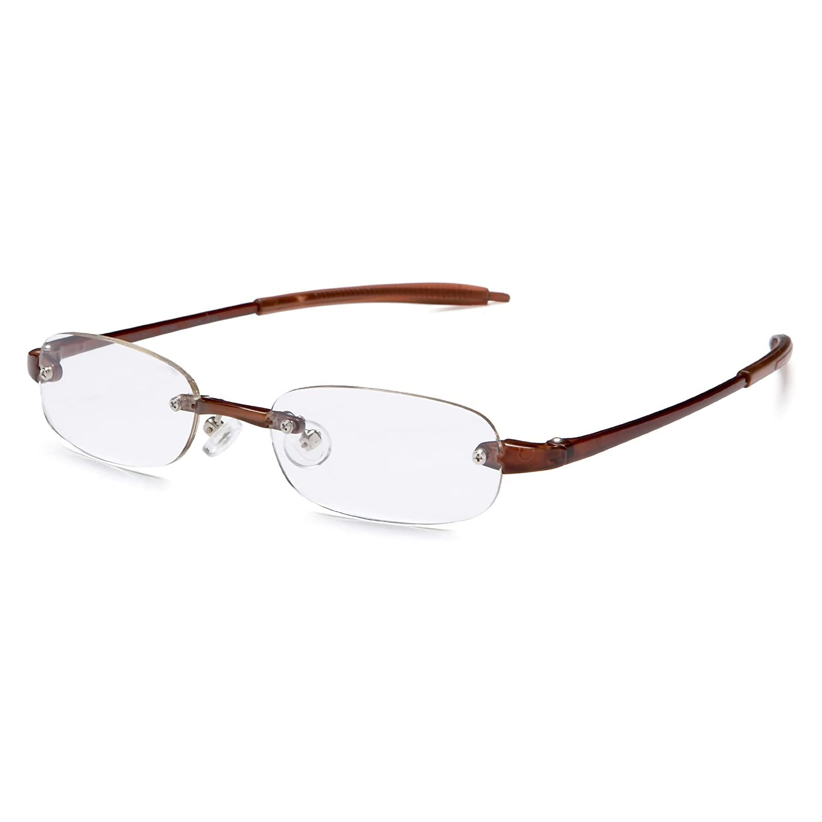 Visualites 5 Brown 2.25 Lightweight Oval Rimless Reading Glasses for Men and Woman