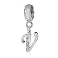 Alphabet Charm Letter BeadsA-Z Letter Initial SpacerSolid Woman Sterling Silver DIY Charm (V)