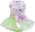 Dog Dress Puppy Skirt Dog Princess Dresses Tutu Flower and Sequin Dot Wedding Lace Dress Luxury Bow Dog Dresses for Small Dogs Girl Cat (L Green)