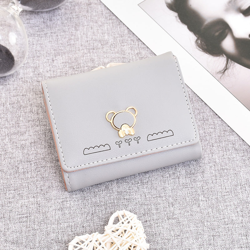 Cute Cartoon Bear Tri-Fold Multifunctional Coin Purse