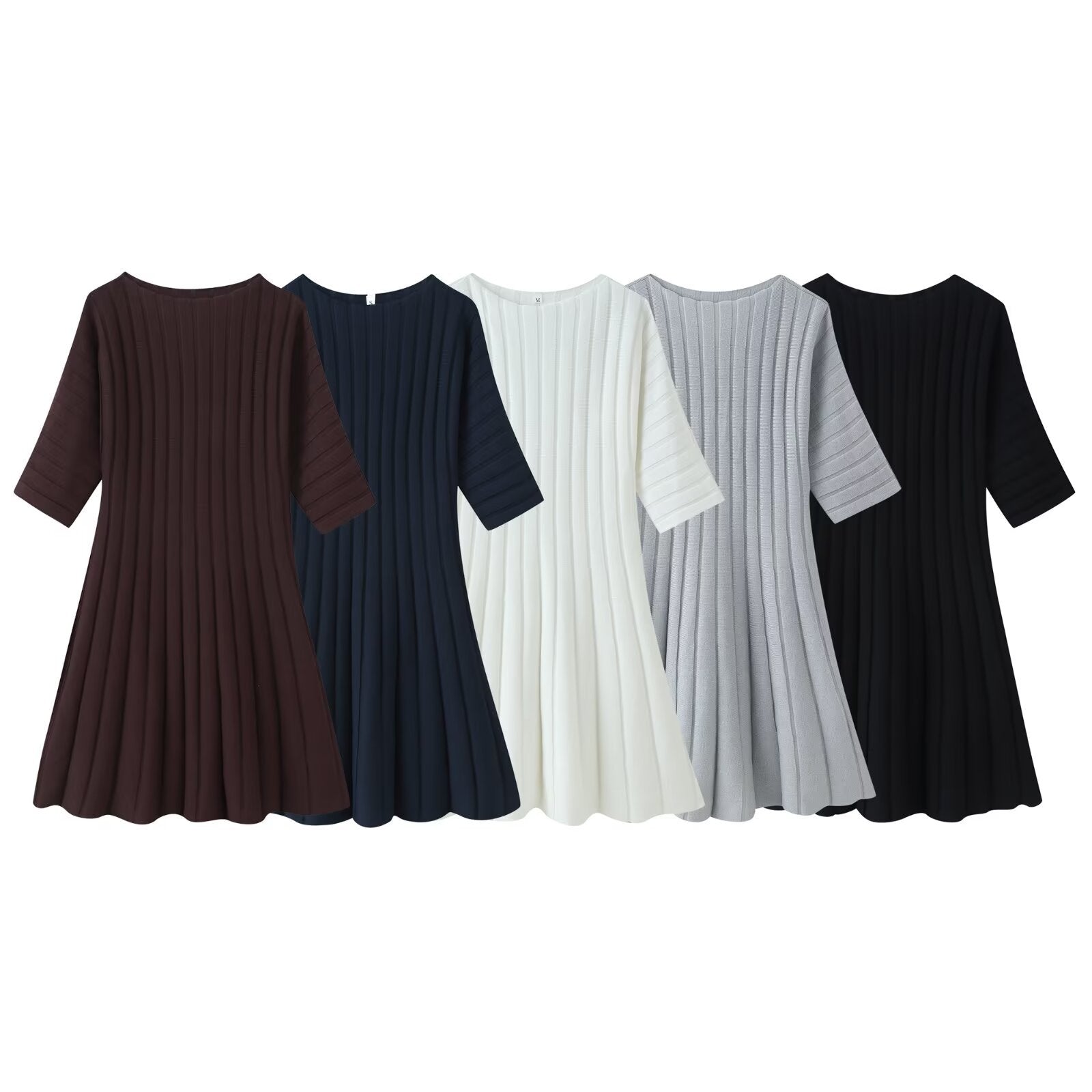 Simple and slimming short sleeved knitted dress