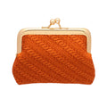 Coin Purse Vintage Bag Lock Wallet Buckle Kiss Lock change purse change holder wallet coin Leather coin wallet(A orange)